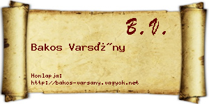 Bakos Varsány névjegykártya